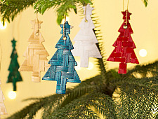 Venu . वेणु | Bamboo Handcrafted - Bamboo Star-Topped Tree Hanging | Set of 6 (Assorted Colors)
