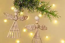 Venu . वेणु | Handcrafted -  Banana Bark Angel Hanging | Set of 5