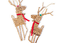 Venu . वेणु | Handcrafted - Banana Rope Reindeer Woven Hanging | Set of 2
