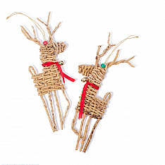 Venu . वेणु | Handcrafted - Banana Rope Reindeer Woven Hanging | Set of 2