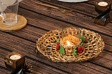 Venu . वेणु | Handcrafted - Banana Holly Berry Candle Wreath