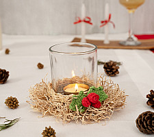 Venu . वेणु | Handcrafted - Bamboo & Crochet Frill Tea Light Holder