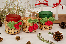 Venu . वेणु | Handcrafted - Banana Bark & Crochet Joy Tea Light Holder | Set of 3