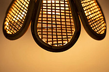 Roots & Reeds | Handcrafted Cane Hanging Light Flower - Aura