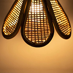 Roots & Reeds | Handcrafted Cane Hanging Light Flower - Aura