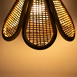Roots & Reeds | Handcrafted Cane Hanging Light Flower - Aura