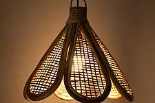 Roots & Reeds | Handcrafted Cane Hanging Light Flower - Aura