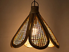 Roots & Reeds | Handcrafted Cane Hanging Light Flower - Aura