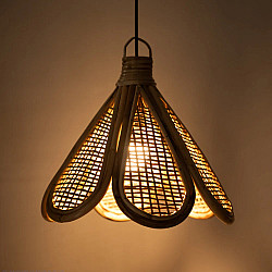 Roots & Reeds | Handcrafted Cane Hanging Light Flower - Aura