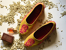 Petal & Sole| Hand Embroidered Shoes - Mustard Yellow 
