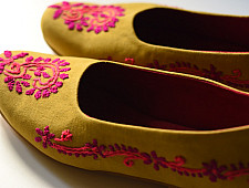 Petal & Sole| Hand Embroidered Shoes - Mustard Yellow 
