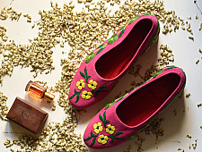 Petal & Sole| Hand Embroidered Shoes - Pink