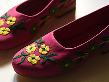 Petal & Sole| Hand Embroidered Shoes - Pink