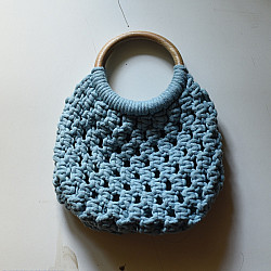 Thread Of Love | Knotted Macrame Bag With Wooden Handles 