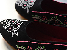 Petal & Sole| Handmade Embroidery - Black Shoes