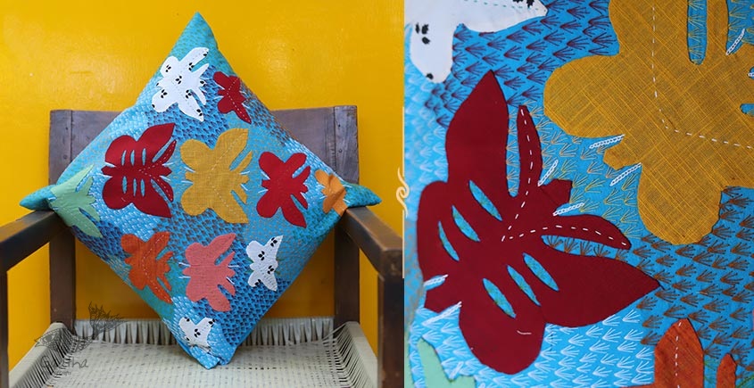 Cushioned Living ❦ Applique Cotton Cushion Cover ❦ Butterflies - 1