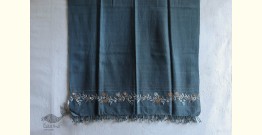 Aghan | अगहन ⁂ Khandhiro Embroidery ⁂ Woolen Stole ⁂ Greenish Grey
