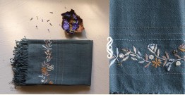 Aghan | अगहन ⁂ Khandhiro Embroidery ⁂ Woolen Stole ⁂ Greenish Grey