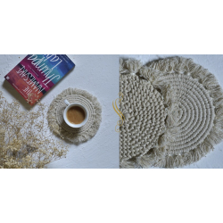 Knotted ▣ Spiral Fringe Hand-Knotted Coaster (set of 2) ▣ 20