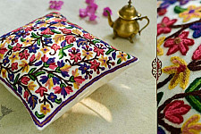 गुल ✩ Kashmiri Ari Embroidery Cushion Cover (16" x 16") ✩ 22