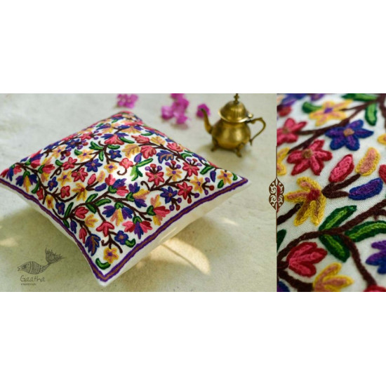 गुल ✩ Kashmiri Ari Embroidery Cushion Cover (16 x 16) ✩ 22