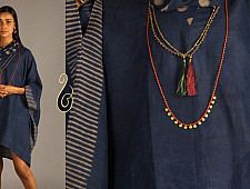 Indigo Collection | Linen kaftan with cowl neck | 09