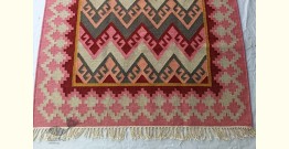 Handwoven Wool by Cotton Durri- 4 X 6 Feet - Pink