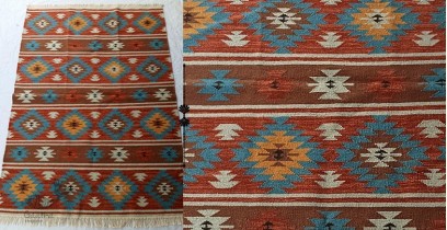 Handwoven Wool by Cotton Durri- 4 X 6 Feet - Brown