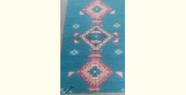 Handwoven Durri ( Wool by Cotton  3 X 5 Feet ) - Blue