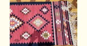 Handwoven Woolen by Cotton rug - pink