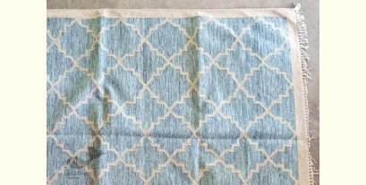 Handwoven Wool by Cotton Rug 4 X 6 Feet - Sky Blue Color