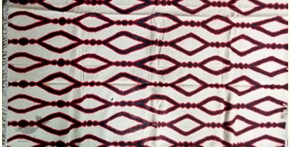 Handwoven Durri ( Wool by Cotton  9 X 11 Feet ) - Maroon Pattern 