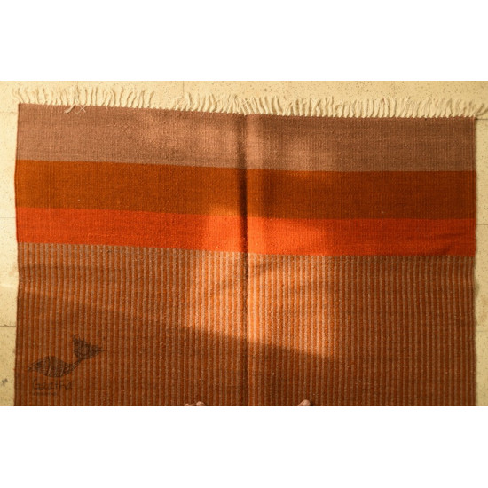 hand woven woolen durri Light Brown Stripes