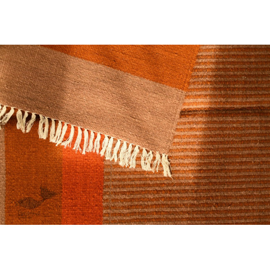 hand woven woolen durri Light Brown Stripes