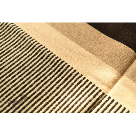 hand woven woolen durri Black & Off White