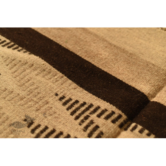 hand woven woolen durri~ Black Zig Zag