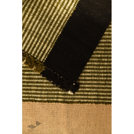 hand woven woolen durri Green Stripes