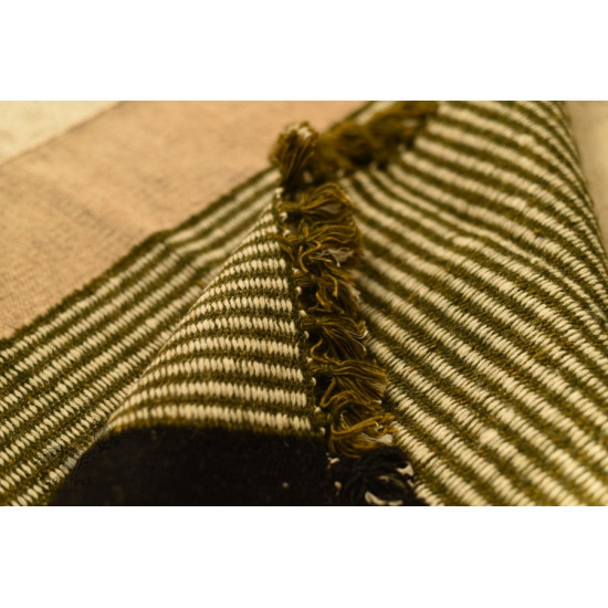 hand woven woolen durri Green Stripes