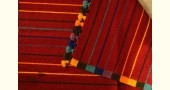 hand woven woolen durrie - Dark Red Striped