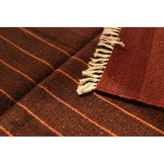 hand woven woolen Durrie ( 3' X 5' ) ~ Brown