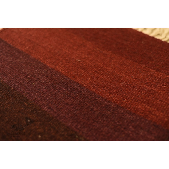 hand woven woolen Durrie ( 3' X 5' ) ~ Brown