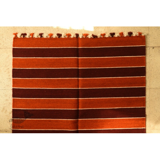 hand woven woolen durri - Horizontal Stripes