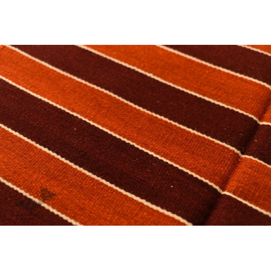 hand woven woolen durri - Horizontal Stripes