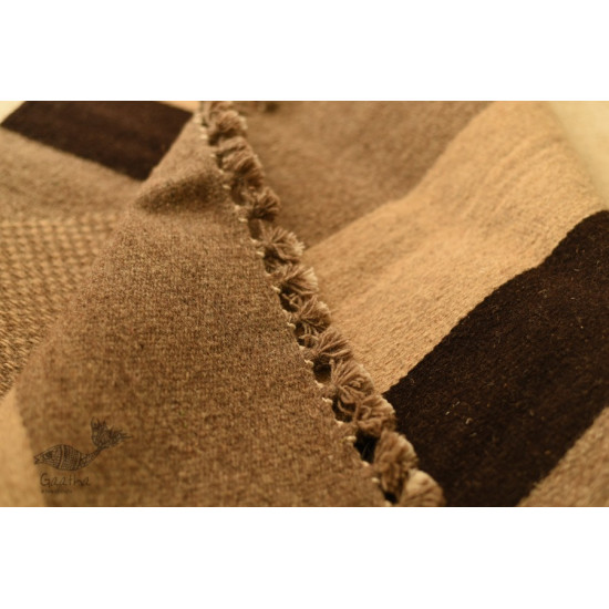 hand woven woolen durrie ~ Light Beige 