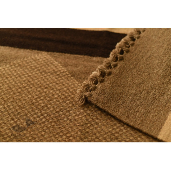 hand woven woolen durrie ~ Light Beige 