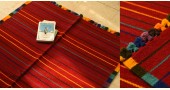 hand woven woolen durrie - Dark Red Striped