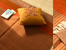 Sulochana ~ Woolen Durrie ( 4' X 6' ) ~ Light Brown Stripes