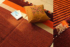 Sulochana ~ Woolen Durrie ( 4' X 6' ) ~ Orange & Maroon