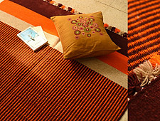 Sulochana ~ Woolen Durrie ( 4' X 6' ) ~ Orange & Maroon
