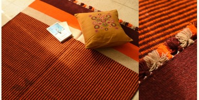 Sulochana ~ Woolen Durrie ( 4' X 6' ) ~ Orange & Maroon